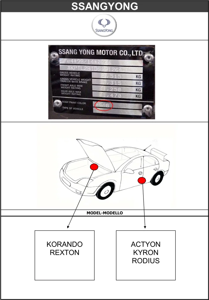 vin код Ssangyong