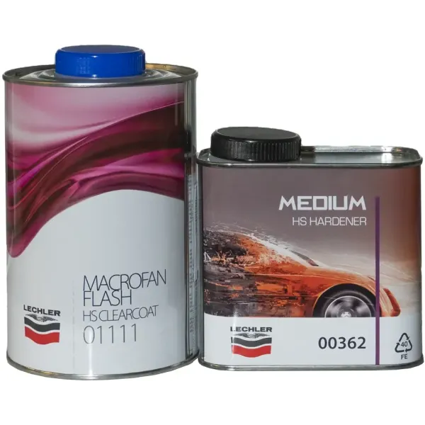 Лак акриловий Lechler Macrofan Flash HS Clearcoat / Затверджувач стандартний Lechler Medium HS Hardener