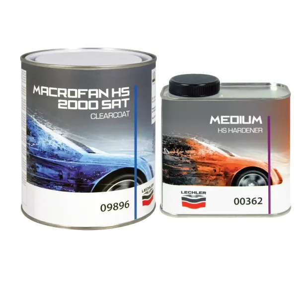 Прозорий напівматовий лак Lechler Macrofan HS 2000 Sat Clearcoat / Затверджувач стандартний Lechler Medium HS Hardener